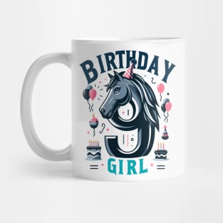 horse Lover 9th Birthday Nine Girl B-day 9 year old Mug